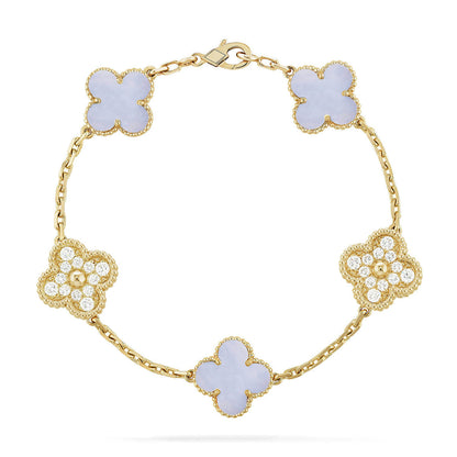 [Vintora] CLOVER 5 MOTIF PURPLE CHALCEDONY BRACELET COLLECTION