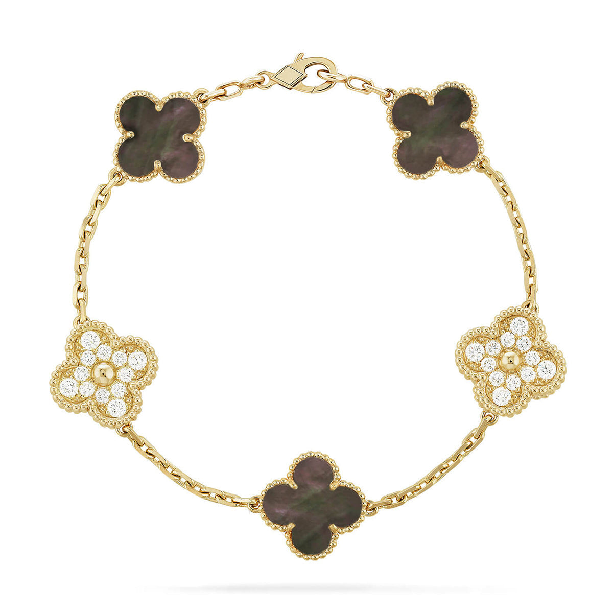 [Vintora] CLOVER 5 MOTIF GRAY MOP BRACELET COLLECTION