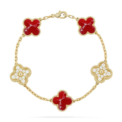 [Vintora]CLOVER 5 MOTIF RED PATTERN BRACELET COLLECTION