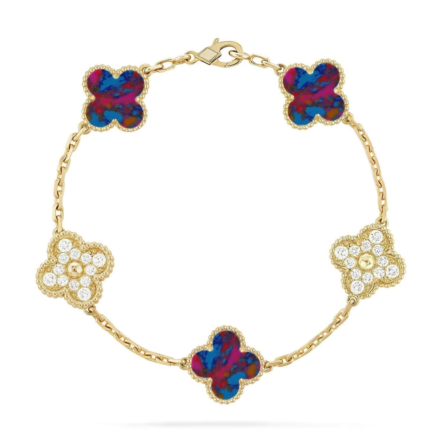 [Vintora]CLOVER 5 MOTIF COLOR GEMSTONES BRACELET COLLECTION