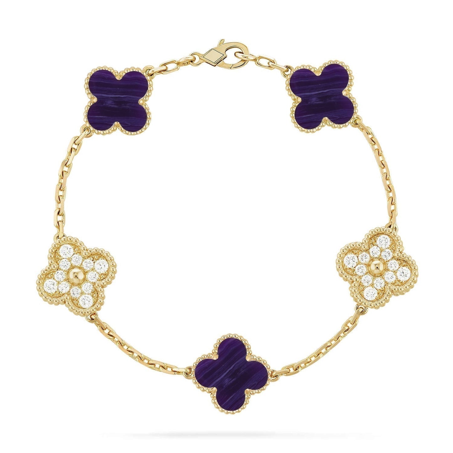 [Vintora]CLOVER 5 MOTIF PURPLE STRIPES BRACELET COLLECTION