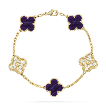 [Vintora]CLOVER 5 MOTIF PURPLE STRIPES BRACELET COLLECTION