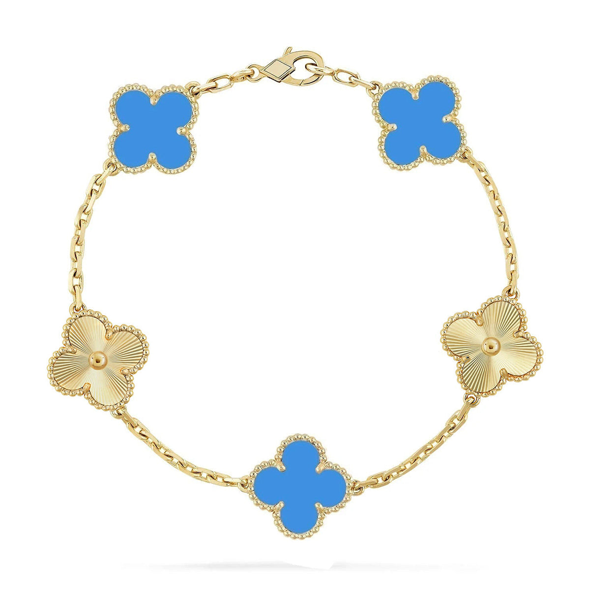 [Vintora] CLOVER 5 MOTIF BLUE AGATE BRACELET COLLECTION
