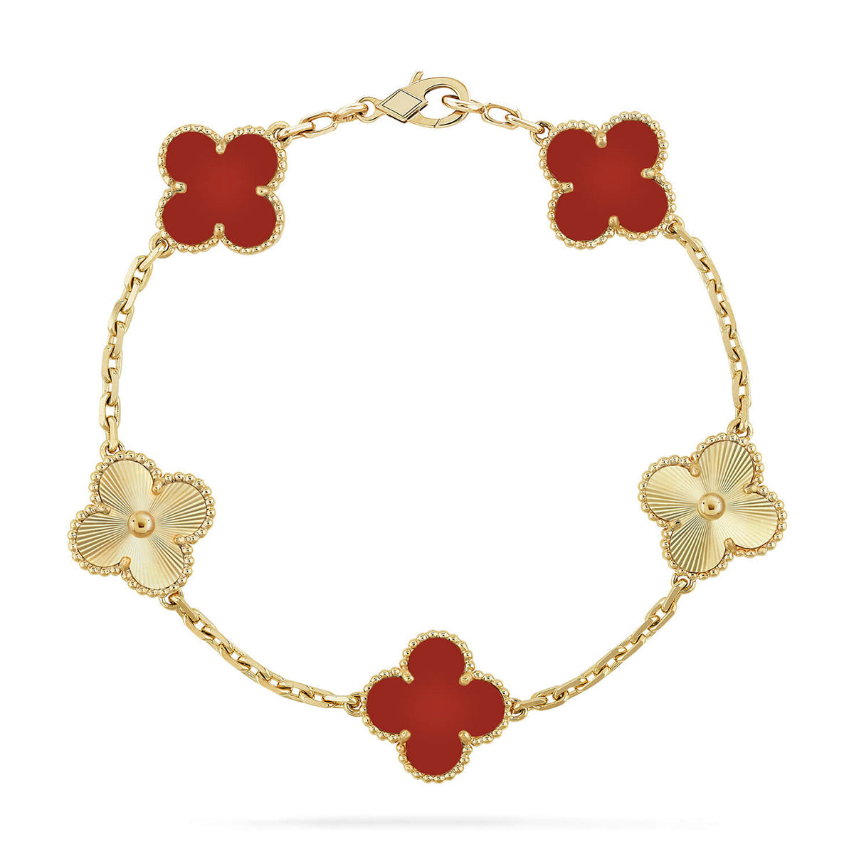 [Vintora] CLOVER 5 MOTIF RED CORNELIAN BRACELET COLLECTION