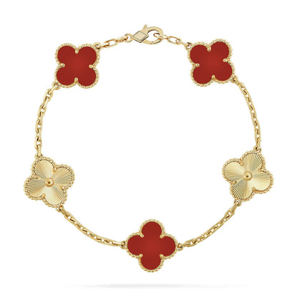 [Vintora] CLOVER 5 MOTIF RED CORNELIAN BRACELET COLLECTION
