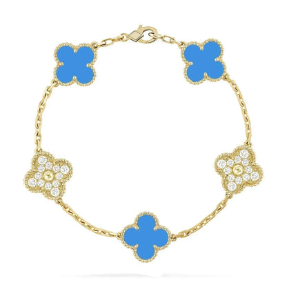 [Vintora] CLOVER 5 MOTIF BLUE AGATE BRACELET COLLECTION