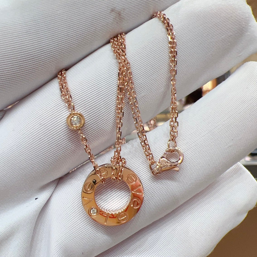 [Vintora]LOVE NECKLACE 16MM 2 DIAMONDS