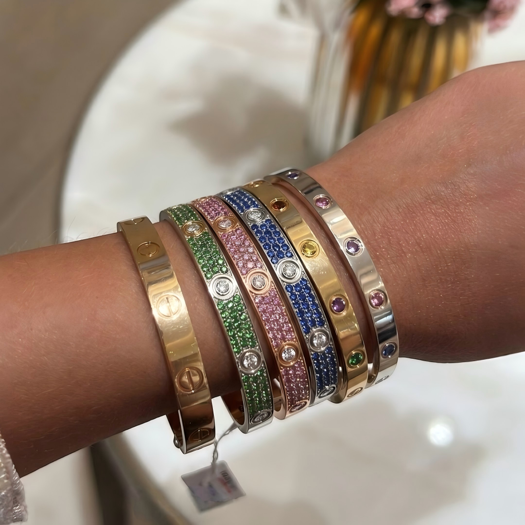 [Vintora]2026 PAVE GEMSTONE LOVE BRACELET 6.1MM 10 DIAMONDS