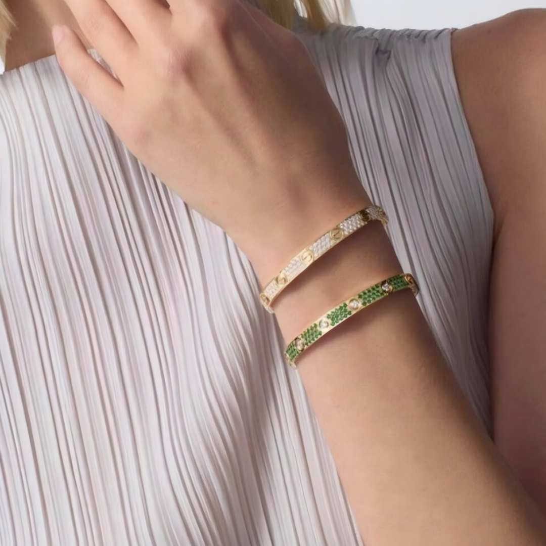 [Vintora]2026 PAVE GEMSTONE LOVE BRACELET 6.1MM 10 DIAMONDS