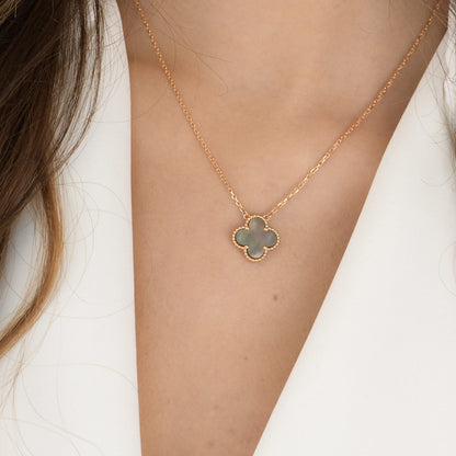 [Vintora]CLOVER 15MM  GRAY MOTHER OF PEARL NECKLACE