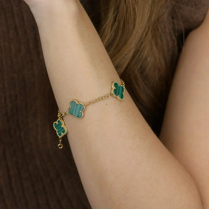 [Vintora] CLOVER 5 MOTIF MALACHITE BRACELET COLLECTION