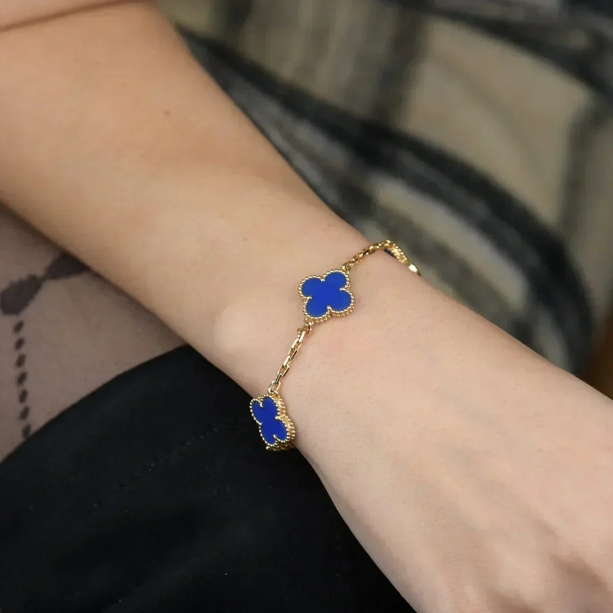 [Vintora] CLOVER 5 MOTIF BLUE AGATE BRACELET COLLECTION