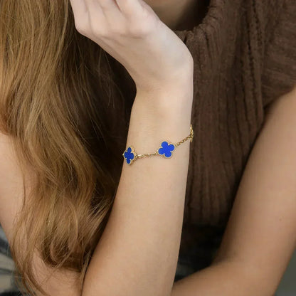 [Vintora] CLOVER 5 MOTIF BLUE AGATE BRACELET COLLECTION