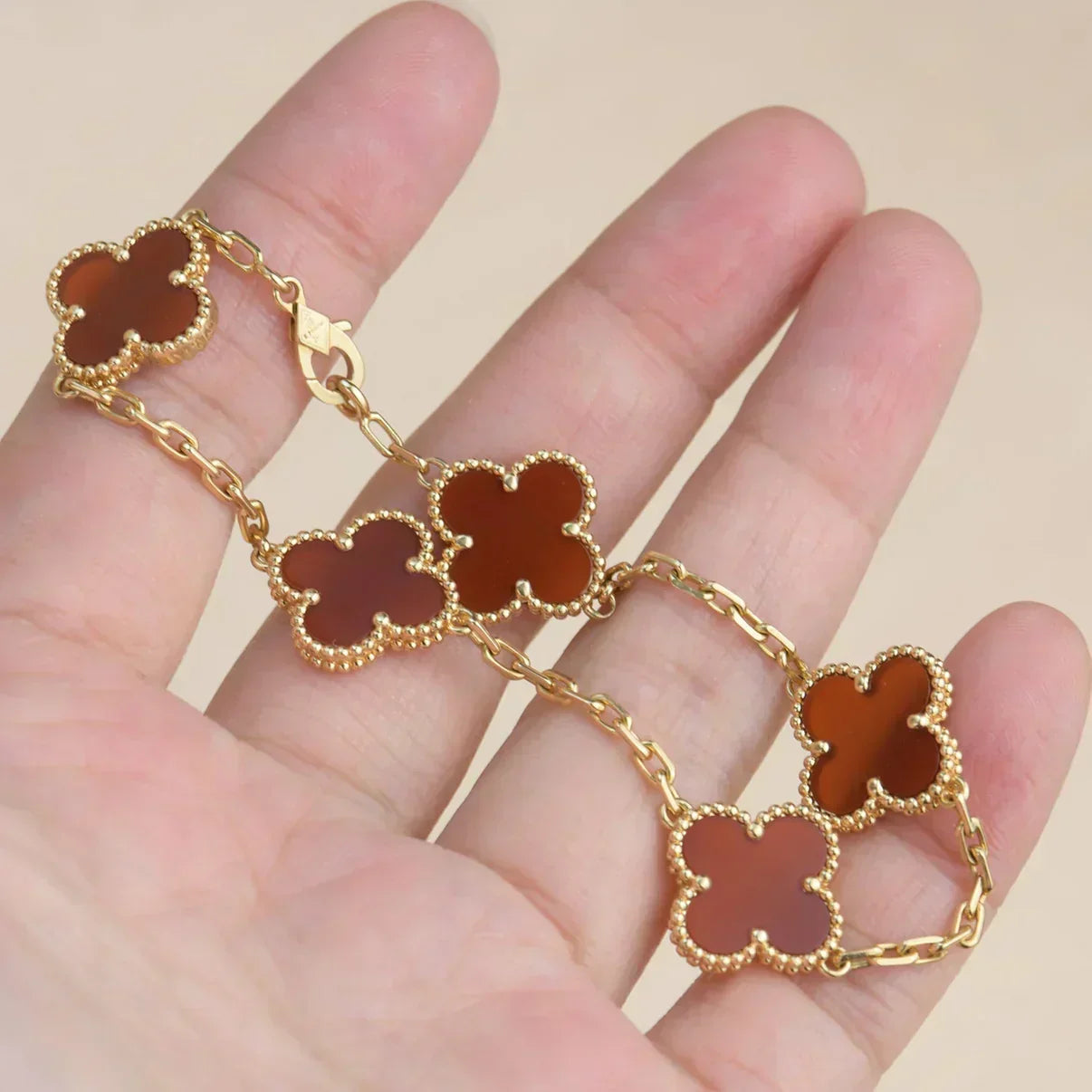 [Vintora] CLOVER 5 MOTIF RED CORNELIAN BRACELET COLLECTION