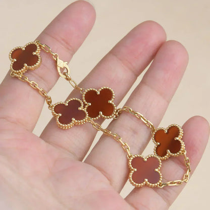 [Vintora] CLOVER 5 MOTIF RED CORNELIAN BRACELET COLLECTION