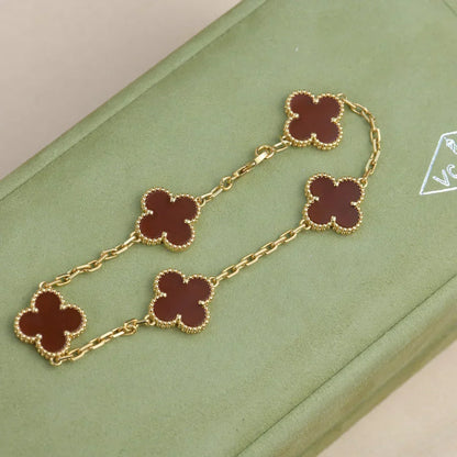 [Vintora] CLOVER 5 MOTIF RED CORNELIAN BRACELET COLLECTION