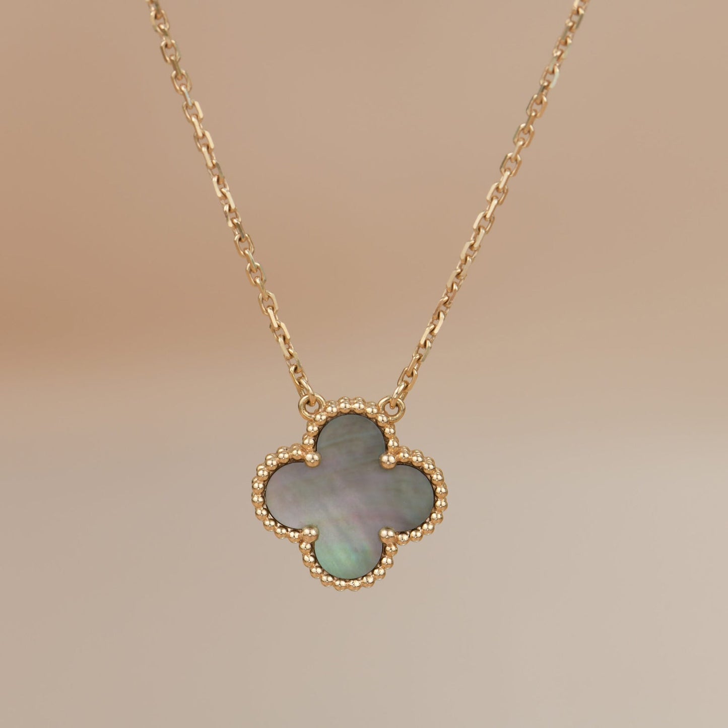 [Vintora]CLOVER 15MM  GRAY MOTHER OF PEARL NECKLACE