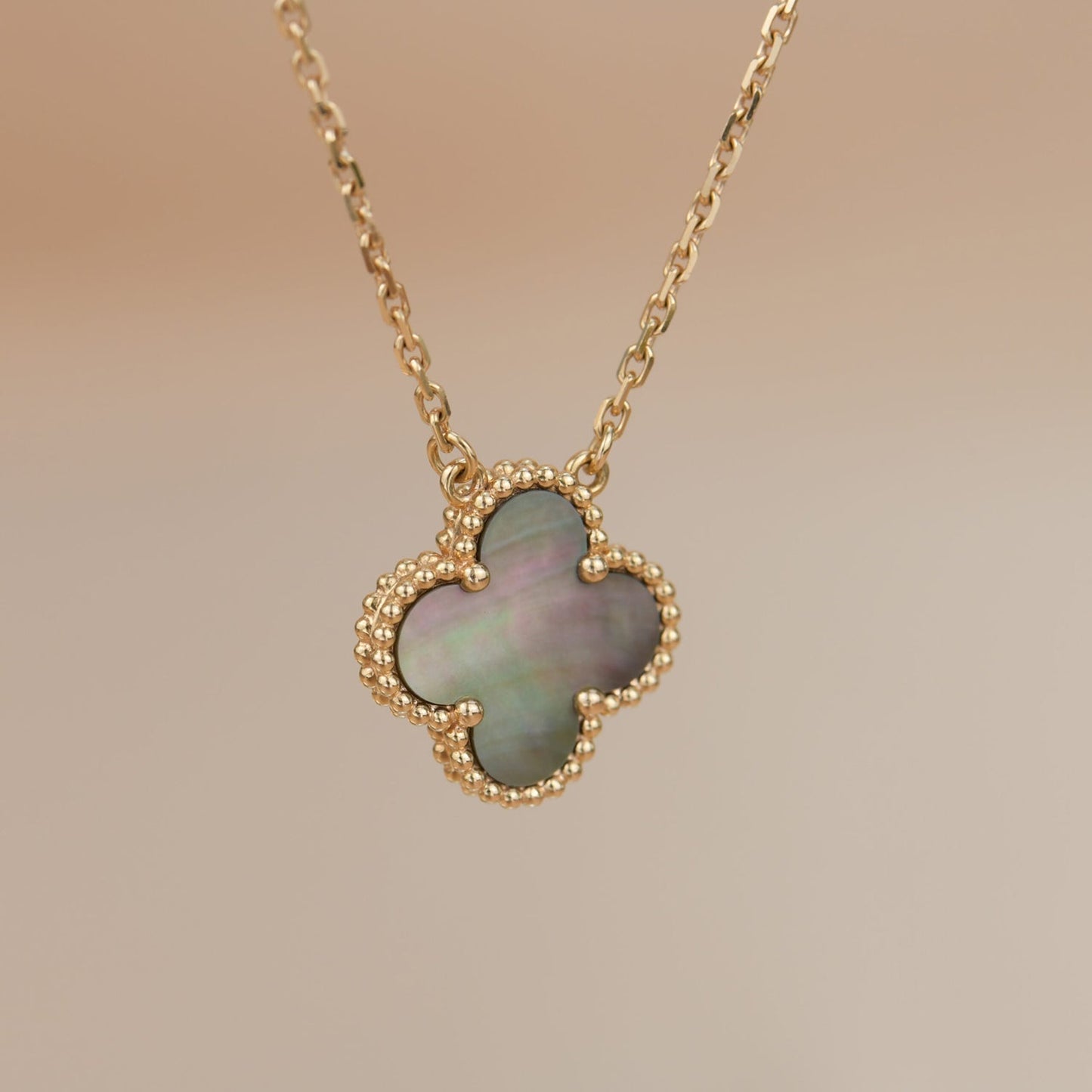 [Vintora]CLOVER 15MM  GRAY MOTHER OF PEARL NECKLACE