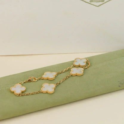 [Vintora]CLOVER WHITE PEARL MOP 5 MOTIF BRACELET COLLECTION
