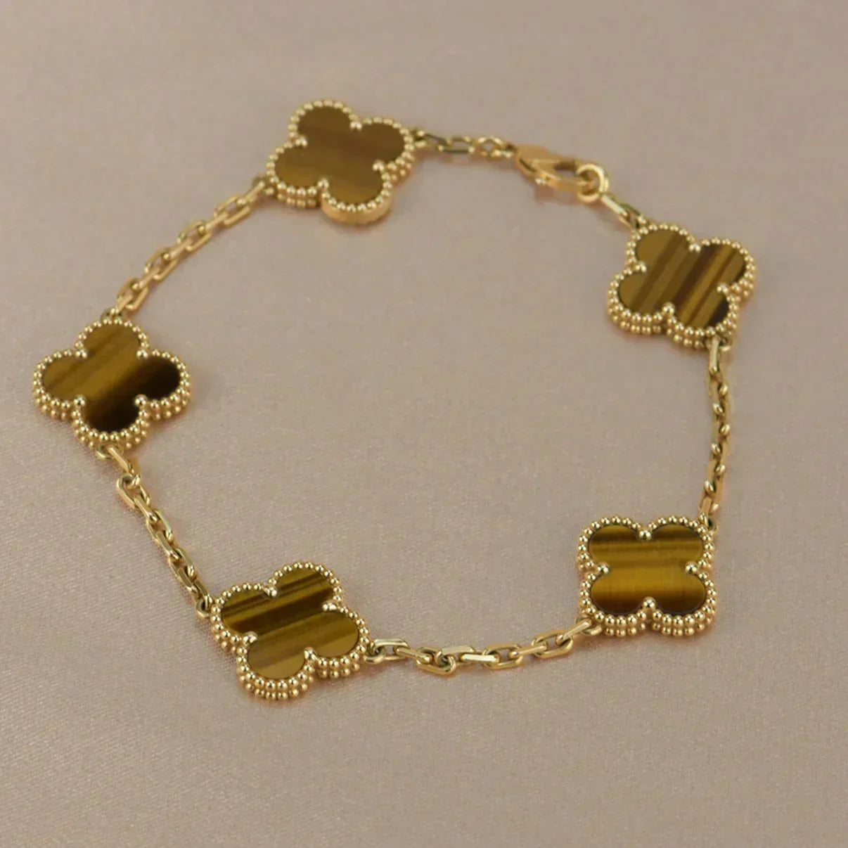 [Vintora] CLOVER 5 MOTIFS TIGER EYE BRACELET COLLECTION