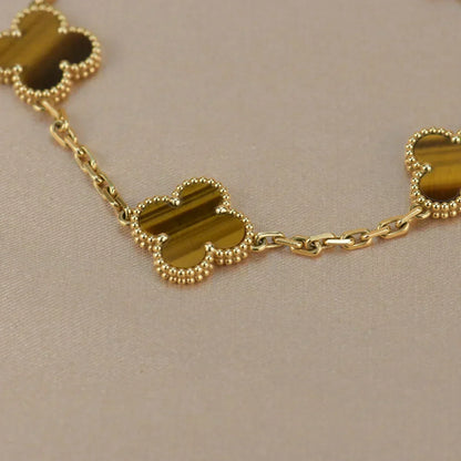 [Vintora] CLOVER 5 MOTIFS TIGER EYE BRACELET COLLECTION