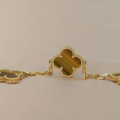 [Vintora] CLOVER 5 MOTIFS TIGER EYE BRACELET COLLECTION