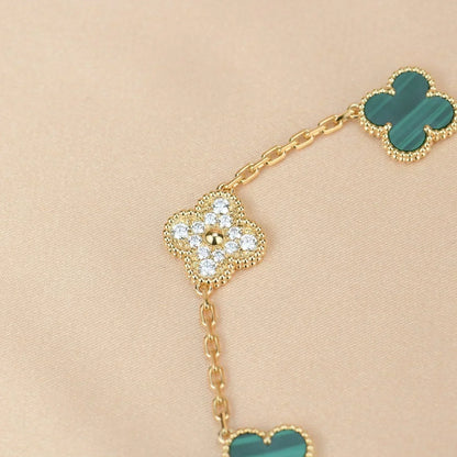 [Vintora] CLOVER 5 MOTIF MALACHITE BRACELET COLLECTION