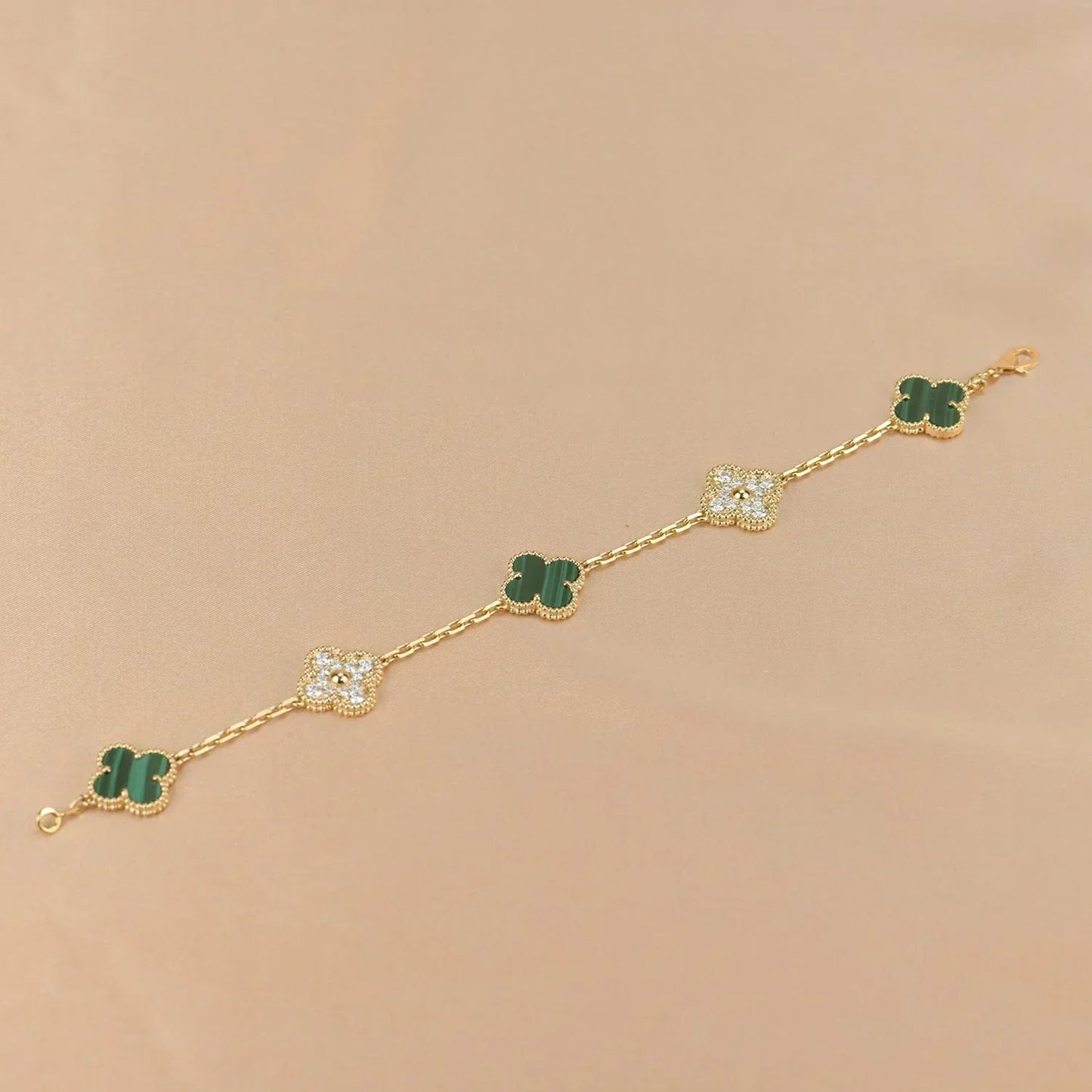 [Vintora] CLOVER 5 MOTIF MALACHITE BRACELET COLLECTION