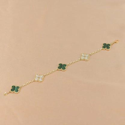 [Vintora] CLOVER 5 MOTIF MALACHITE BRACELET COLLECTION