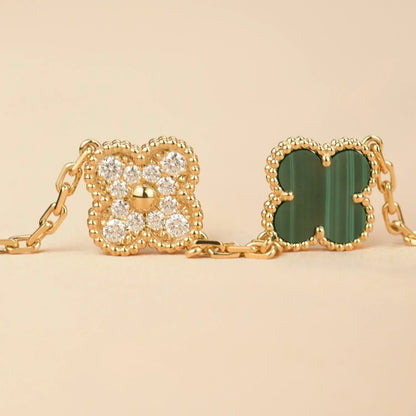 [Vintora] CLOVER 5 MOTIF MALACHITE BRACELET COLLECTION
