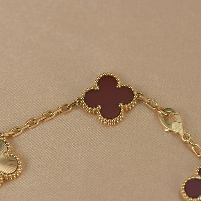[Vintora] CLOVER 5 MOTIF RED CORNELIAN BRACELET COLLECTION