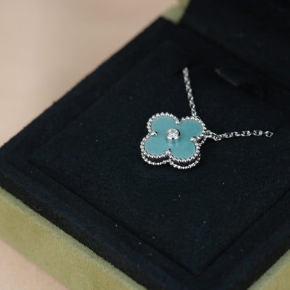 [Vintora]CLOVER 15MM DIAMOND SVRES PORCELAIN  NECKLACE SILVER
