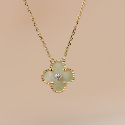 [Vintora]CLOVER 15MM DIAMOND GOLD MOTHER OF PEARL NECKLACE