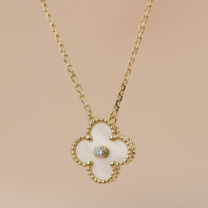[Vintora]CLOVER 15MM DIAMOND GOLD MOTHER OF PEARL NECKLACE