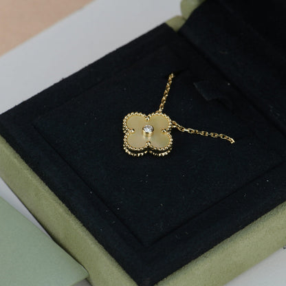 [Vintora]CLOVER 15MM DIAMOND GOLD MOTHER OF PEARL NECKLACE