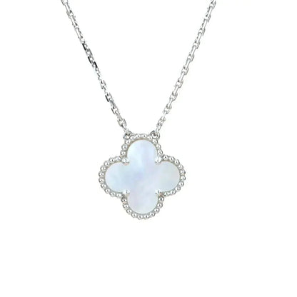 [Vintora]CLOVER  15MM WHITE MOTHER-OF-PEARL SILVER
