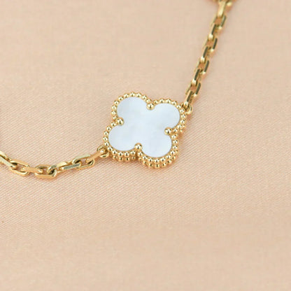 [Vintora]CLOVER WHITE PEARL MOP 5 MOTIF BRACELET COLLECTION