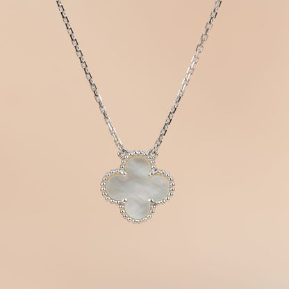 [Vintora]CLOVER  15MM WHITE MOTHER-OF-PEARL SILVER