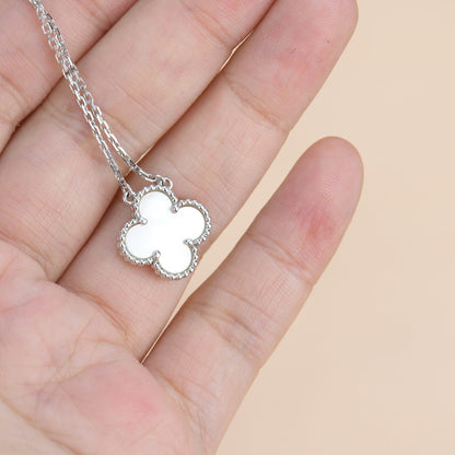 [Vintora]CLOVER  15MM WHITE MOTHER-OF-PEARL SILVER