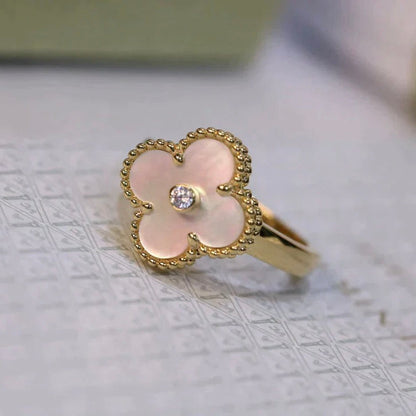 [Vintora]CLOVER PINK MOP RING GOLD DIAMOND