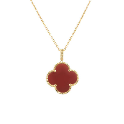 [Vintora]CLOVER 25MM NECKLACE GOLD CARNELIAN