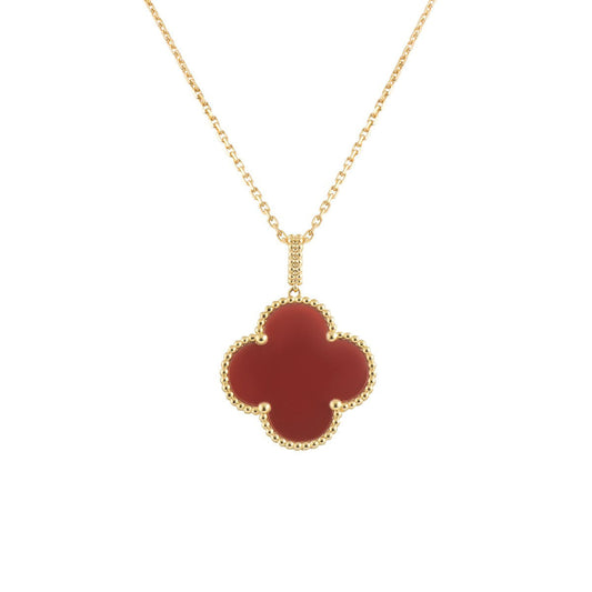 [Vintora]CLOVER 25MM NECKLACE GOLD CARNELIAN