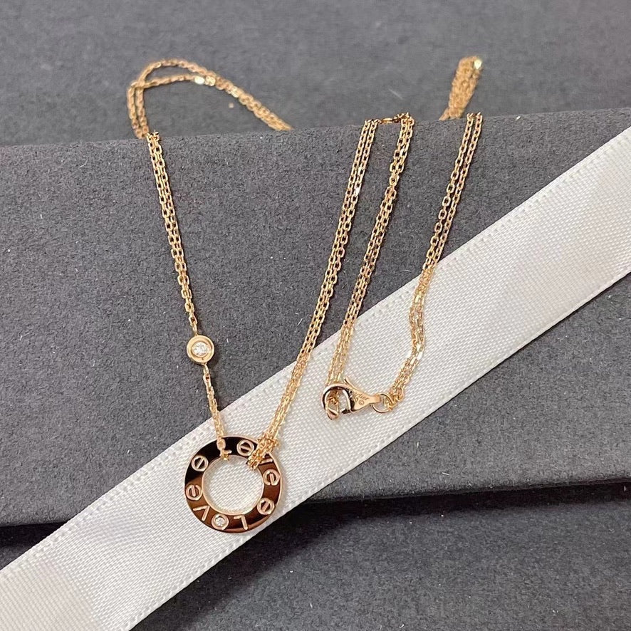 [Vintora]LOVE NECKLACE 16MM 2 DIAMONDS