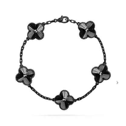 [Vintora]CLOVER 5 MOTIF BLACK BRACELET