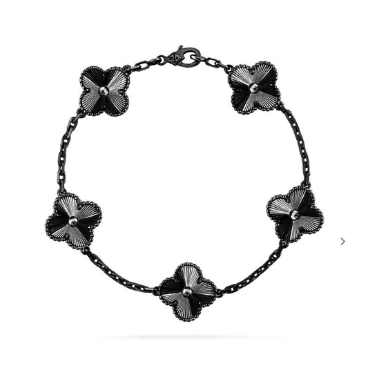 [Vintora]CLOVER 5 MOTIF BLACK BRACELET