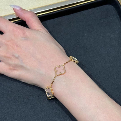 [Vintora]CLOVER 5 MOTIF ROCK CRYSTAL BRACELET