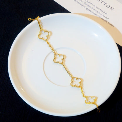 [Vintora]CLOVER 5 MOTIF ROCK CRYSTAL BRACELET