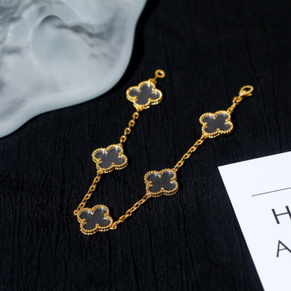 [Vintora]CLOVER 5 MOTIF ROCK CRYSTAL BRACELET