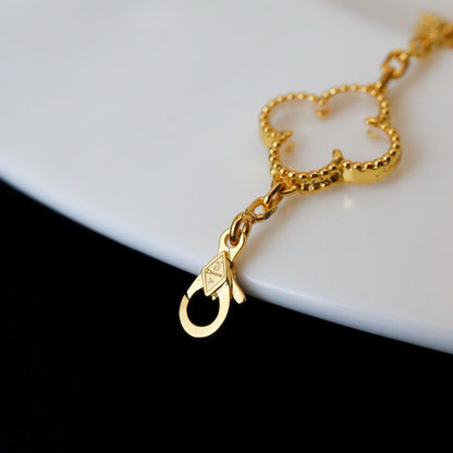 [Vintora]CLOVER 5 MOTIF ROCK CRYSTAL BRACELET