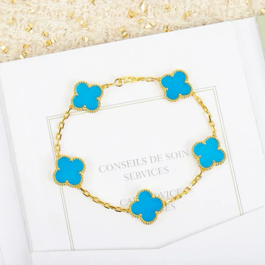 [Vintora] CLOVER 5 MOTIF TURQUOISE BRACELET COLLECTION